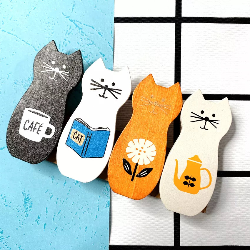Set of 4 Cute Kawaii Cat Wooden Photo Clips – Mini Craft Decorations f –  CutieCats
